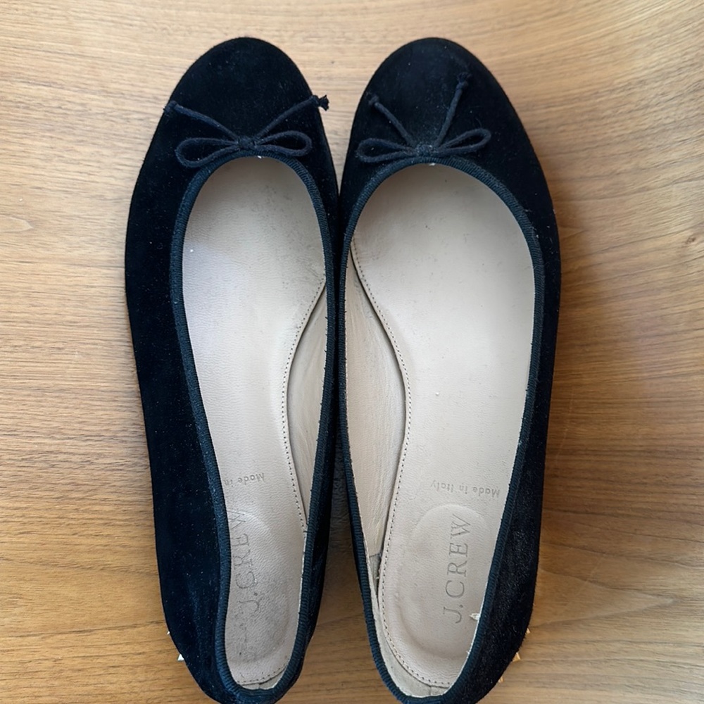 J.Crew black suede ballerina flats